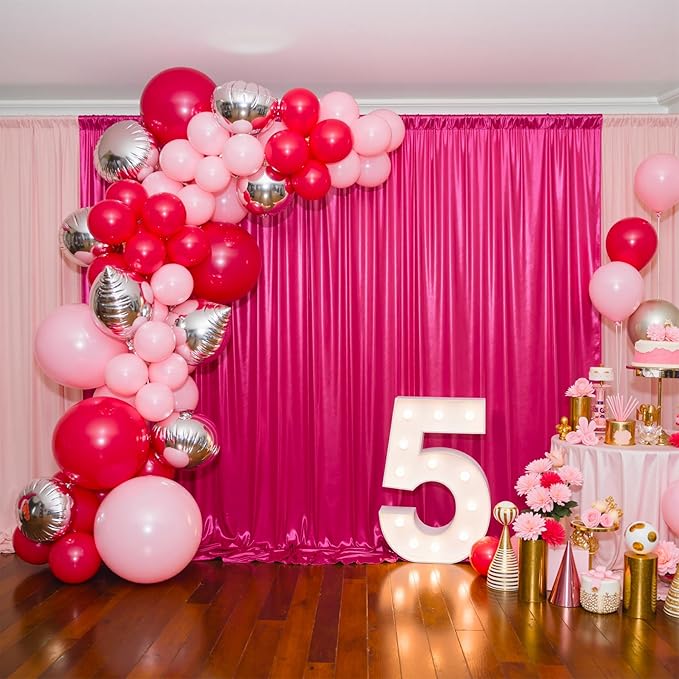 Backdrop Curtain, Hot Pink Sequin, 4 Panels (Each 5x10 Ft)
