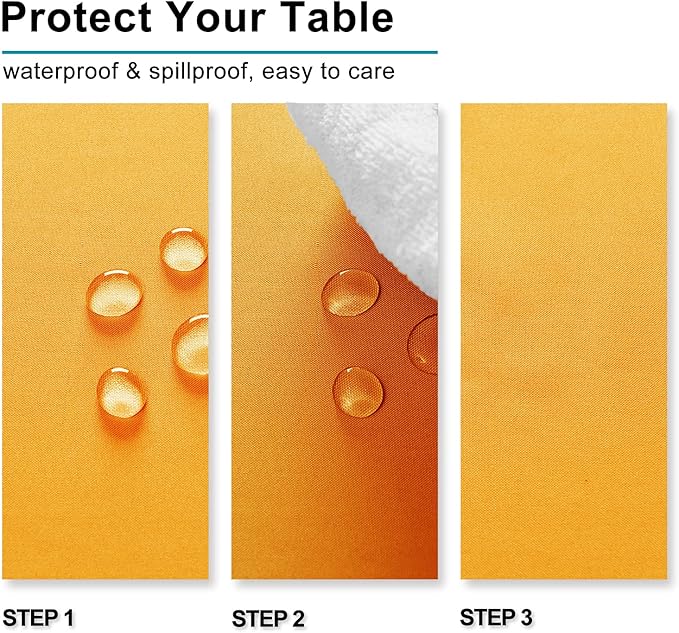 Hiasan Solid Square Tablecloth - Waterproof and Spillproof Washable Table Cloth for Dining Tables, Orange Yellow, 30 x 30 Inch