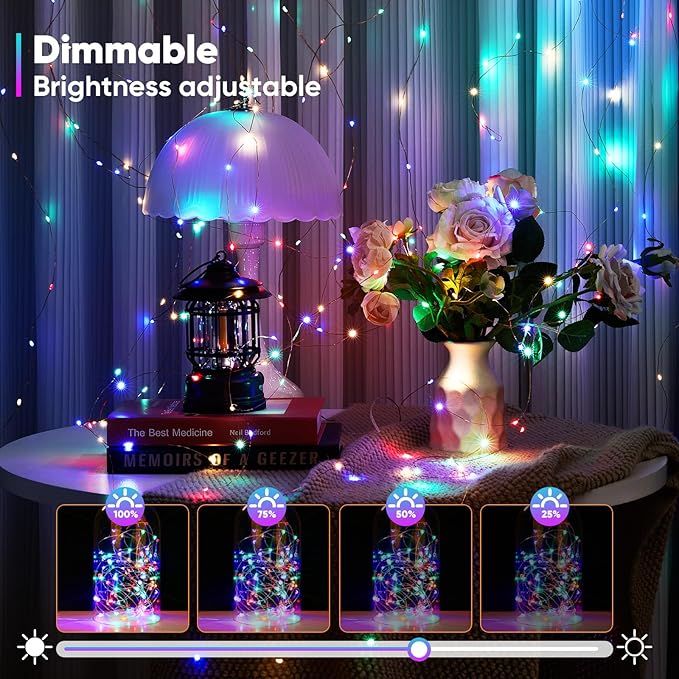 2 Pack 32.8 Ft. Battery Operated Outdoor String Lights with Remote & Timer, LED Multi Color Fairy Lights, Waterproof Twinkle Lights for Bedroom, Dorm, Mason Jar, Wedding, Party, Christmas