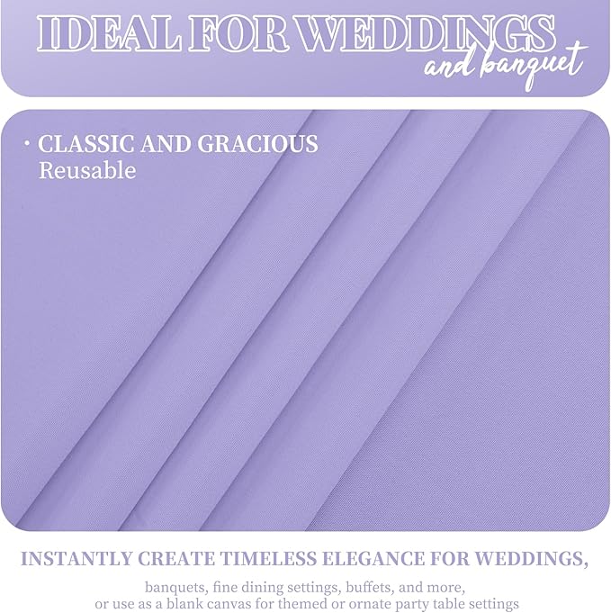 fani 12 Pack 60 x 126 Inch Rectangle Tablecloth Lavender Polyester Tablecloth for 8 Ft Rectangle Tables, Washable Fabric Table Cloth for Wedding Dining Table Buffet Parties Camping