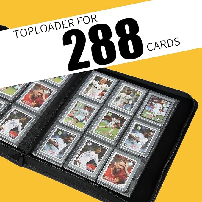 Toploader Binder with 9-Pocket Pages, Holds 288 "3×4" Rigid Toploader Hard Cases, Card Holder for Collectible Cards or Sports Cards, Durable Sleeves for Storage & Display (Purple)