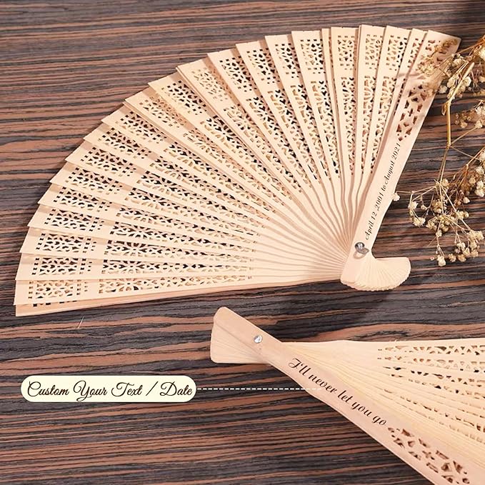 1Pcs Personalized Folding Hand Fans Custom Engraved Summer Wedding Fans,Personalized Wooden Fans Party Favor Bridal Shower Gifts for Guests