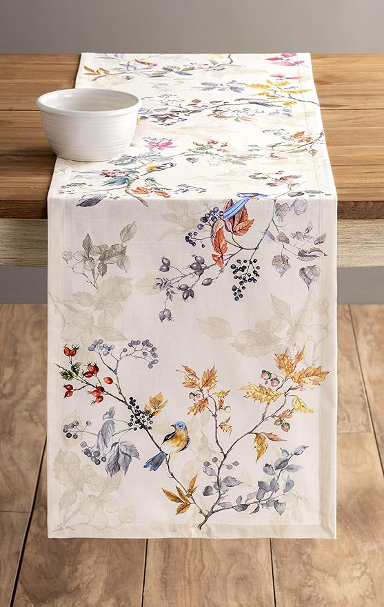 Maison d' Hermine Table Runner 100% Cotton Single Layer Table Runners 48 inches Long for Thanksgiving Christmas Decorations Home Kitchen Dining Party Wedding (Equinoxe - Beige, 14.5" x 48")