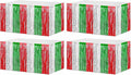 4 Pack 29x108 Inch Metallic Foil Fringe Tinsel Table Skirts for Rectangle Tables Streamer Backdrop for Wedding, Birthday, Parade Floats, Christmas, Halloween Party Decoration(Red Silver Green)