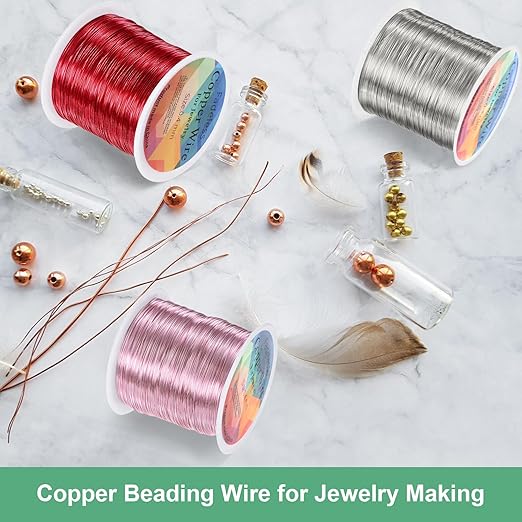 0.2mm Jewelry Wire, 32 Gauge 328FT Craft Wire Copper Beading Wire for Jewelry Making/Planting/Weaving/DIY Crafting, Soft Metal Wires [100M, Red]