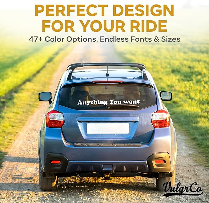 VulgrCo Custom Windshield Decal - Design Your Own Windshield Banner or Custom Window Decals for Cars, Trucks, SUVs - Durable Vinyl Windshield Stickers