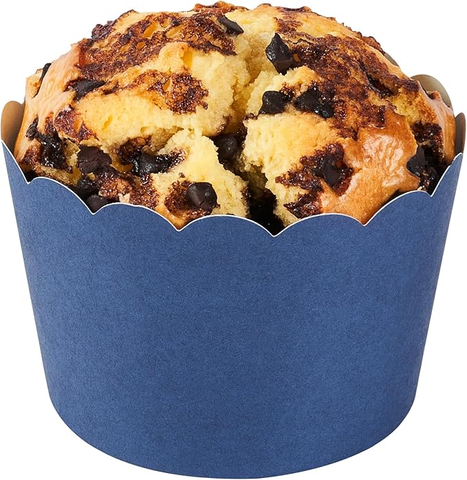 Panificio 10 Ounce Cupcake Wrappers, 200 Scalloped Baking Cups - Oven-Ready, Greaseproof, Midnight Blue Paper Cupcake Liners, Disposable, For Birthdays, Baby Showers, Or Weddings - Restaurantware