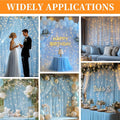 Tulle Backdrop Curtain with String Lights, 10x10ft – Baby Blue
