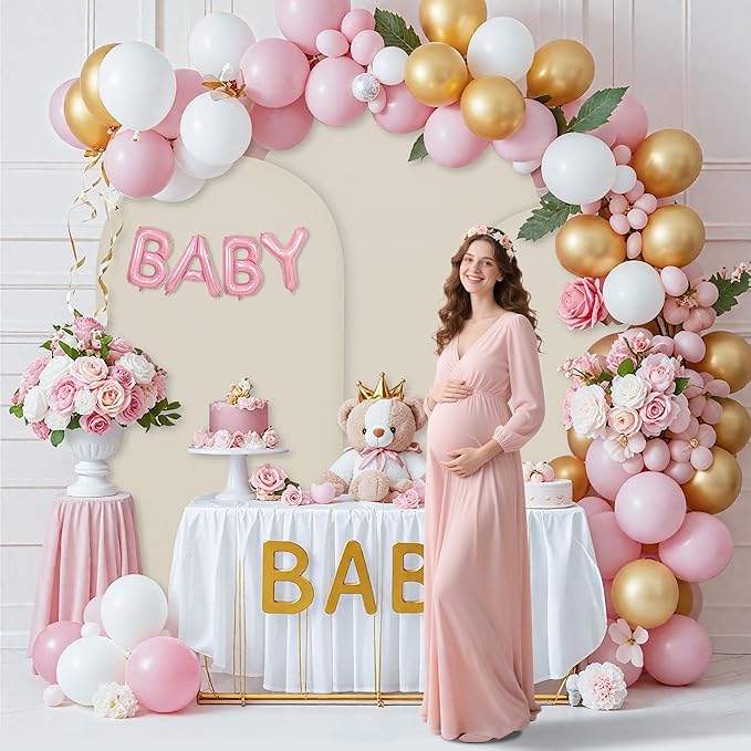7.2FT Wedding Arch Covers Arch Backdrop Cover Arch Stand Covers Set Arch Cover Spandex Fabric Stretchy Backdrop for Wedding Birthday Party Decoration Baby Shower (Off-White)