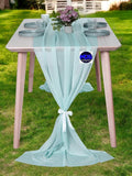 MDS Halloween Chiffon Table Runner - 10 Pack, 29 x 170 Inches, 14ft Each - Sheer Spooky Table Runners for Haunted House Parties, Trick-or-Treat Tables, Witchy Décor, Wedding & Events - Teal