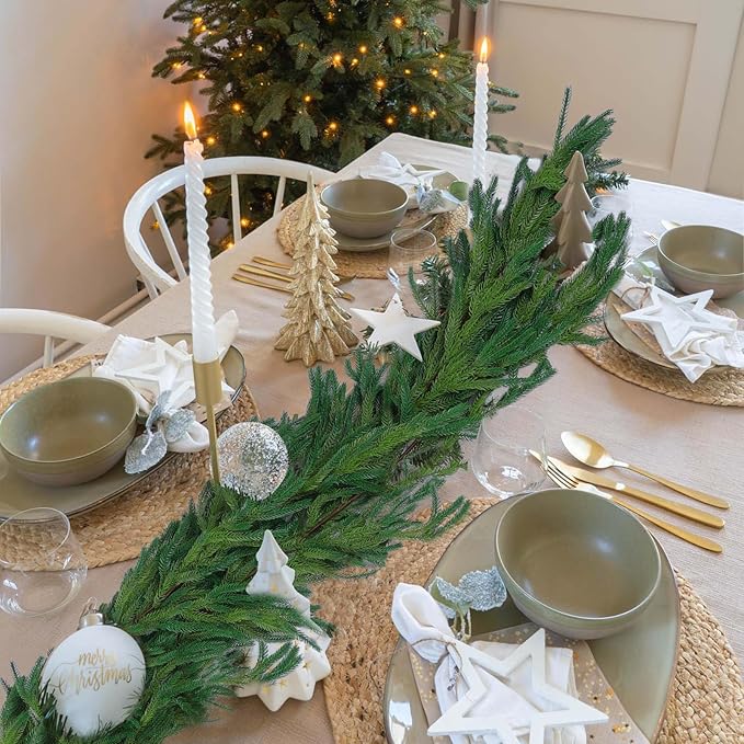 Garlands - Set of 2 Green Norfolk Pine Artificial Plastic, 6 Ft Each