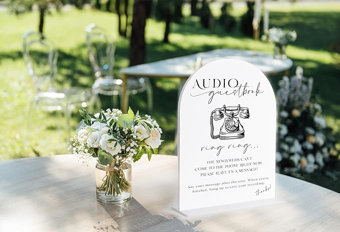 Decorative Wedding Sign Plaque, White Acrylic Arch with Base, 6x8 Inch