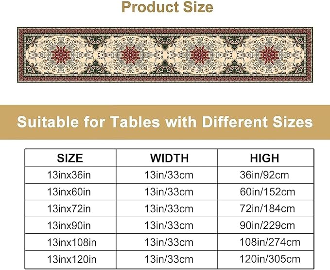 Vintage Paisley Bohemian Table Runner Beige Red Rustic Farmhouse Home Kitchen Table Dining Coffee Room Garden Party Wedding Decor 13x36in