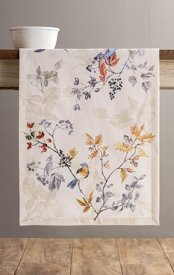 Maison d' Hermine Table Runner 100% Cotton Single Layer Table Runners 90 inches Long for Thanksgiving Christmas Decorations Home Kitchen Dining Party Wedding (Equinoxe - Beige, 14.5" x 90")