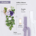 Artificial Flowers for Wedding Aisle, Purple Roses, Gold Leaves and Ribbon