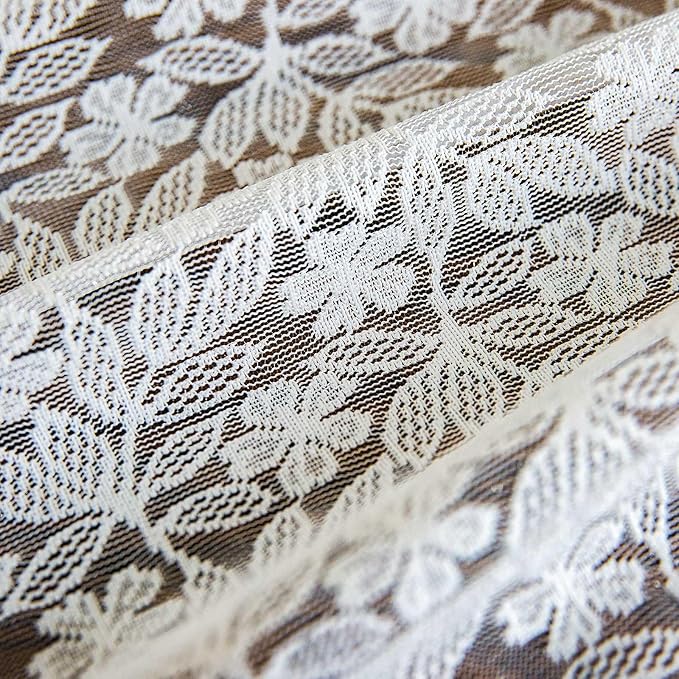 Lace Tablecloth Leaf Pattern Warp Knitting Fabric Solid White Rectangle/Oblong Table Cover for Kitchen Dining Farmhouse Wedding Party Decor Ivory, 55x84 Inch