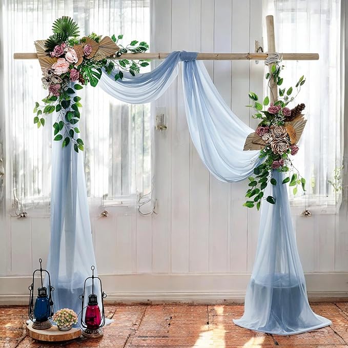 MDS Halloween Chiffon Draping Fabric - 1 Panel, 30" Wide x 30ft Long - Sheer Spooky Arbor & Canopy Drapery for Haunted House Backdrops, Party Ceilings, DIY Costumes & Themed Events - Dusty Blue