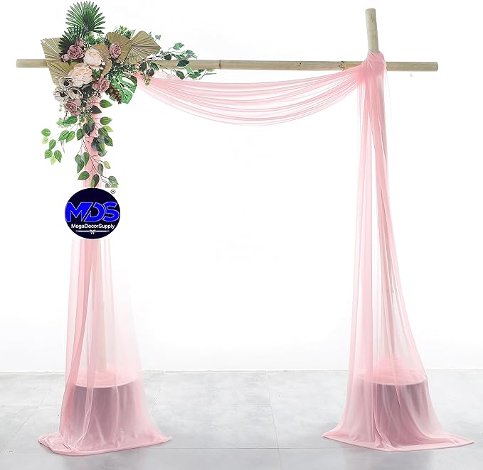 MDS Halloween Chiffon Draping Fabric - 2 Panel, 30" Wide x 40ft Long - Sheer Spooky Arbor & Canopy Drapery for Haunted House Backdrops, Party Ceilings, DIY Costumes & Themed Events - Blush Pink