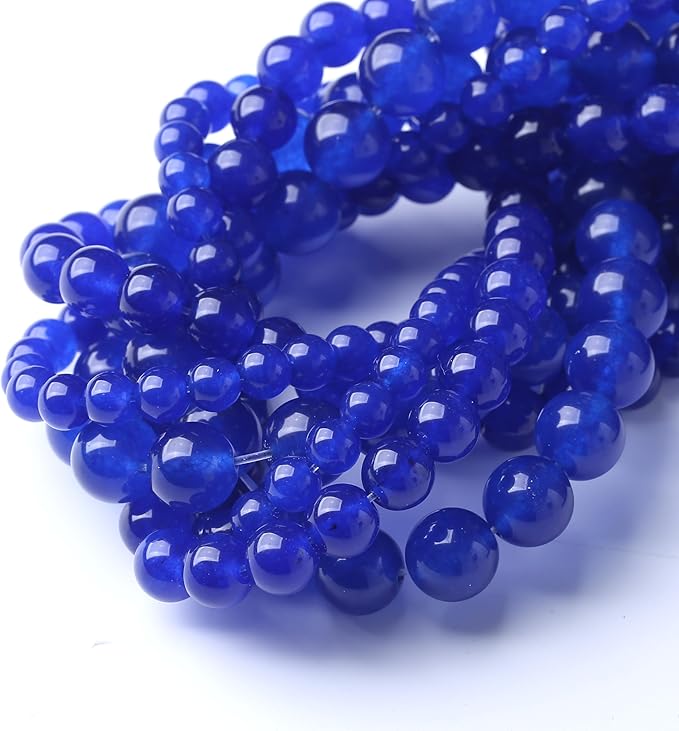 Mysterious Blue Chalcedony Stone Beads Gemstone Round Crystal Energy Jade Beads Stone Beads for Jewelry Making DIY Bracelet Necklace Jewelry Making 1 Strand 15.5inch 60PCS 6MM
