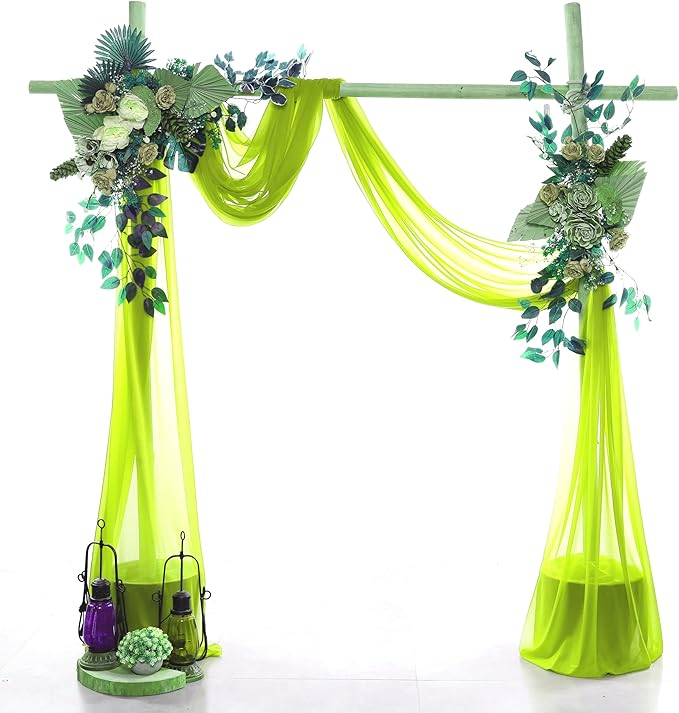 Fabric Parrot Green Sheer Chiffon Panels, 4 Pack, 30 in x 20 Ft