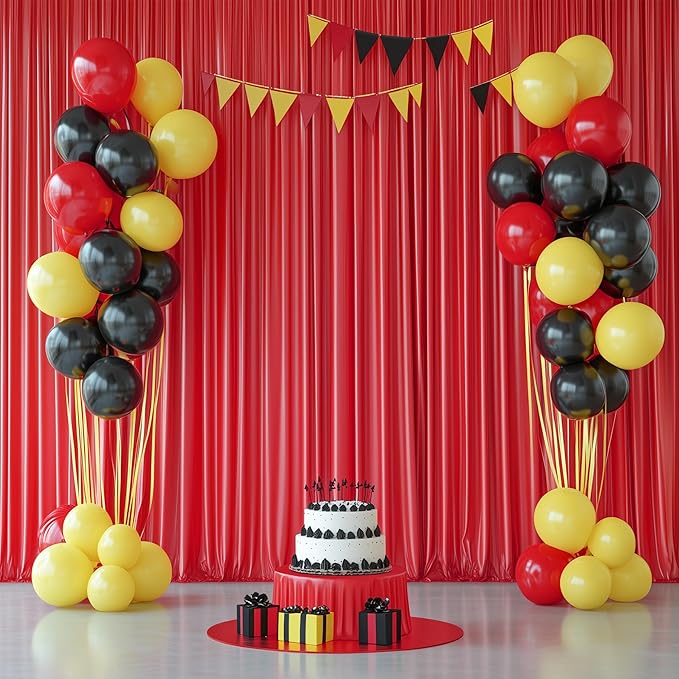 20ftx12ft Wrinkle Free Red Backdrop Curtain, 4 Panels 12FT Height Red Wedding Backdrop Drapes, Silky Polyester Back Drop Cloth for Birthday Photography Background Party Backdrop Draping