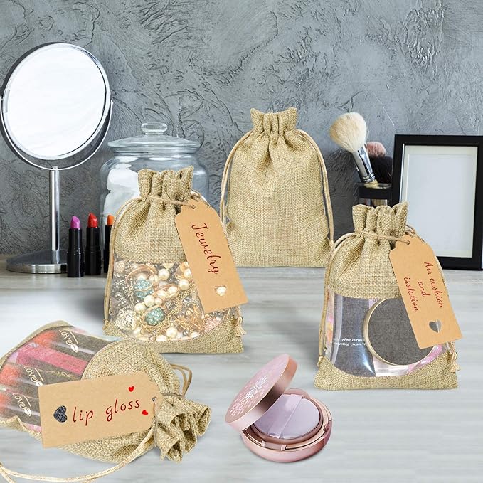 Gift Bags with Drawstring, 4x6 Inch Burlap Sheer Organza, Pack of 50