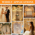 Champagne Tulle Backdrop Curtain with String Lights, 10x10ft