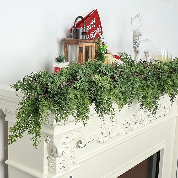 Garland 9 Ft Green Polyethylene Christmas Decor with Ring Hook