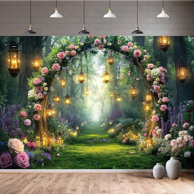 7x5ft Purple Flower Wedding Photography Backdrop Lavender Floral Wedding Bridal Photography Backdrop Anniversary Birthday Baby Shower Girl Party Banner Photo Booth Props Background Wall Decor