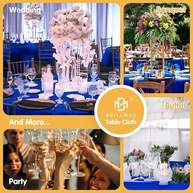 Tablecloths Royal Blue Round Polyester 90-Inch Pack of 10