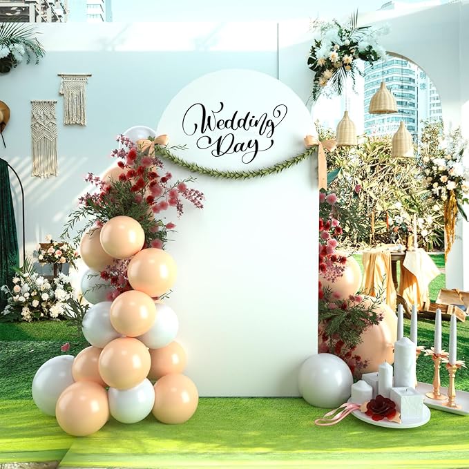 bricia Wedding Arch Backdrop Stand Cover, 6FT Double Sided Stretchy Arch Cover Fitted Wedding Birthday Party Banquet Decoration (White 72''Lx31.2''W)