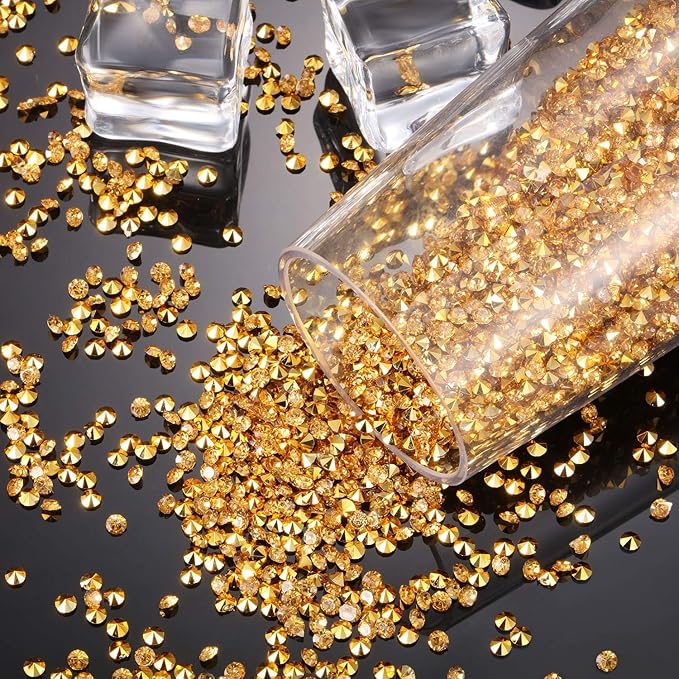 10000 Clear Wedding Table Scatter Confetti Crystals Acrylic Diamonds Rhinestones for Table Centerpiece Decorations Wedding Decorations Bridal Shower Decorations Vase Beads (Gold, 4 MM)
