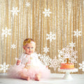 ShinyBeauty Sequin Backdrop - 8ft x 10ft Light Gold Sequin Fabric Drapes Sparkle Background for Photoshoot and Birthday Party