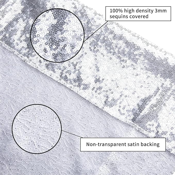 Poise3EHome 5Ft x 7Ft Silver Sequin Backdrop, Glitter Thick Satin Sequin Background Drapes, Sparkly Photography Curtain, Sequence Xmas Thanksgiving Backdrop for Wedding Party Holiday Festival Decor