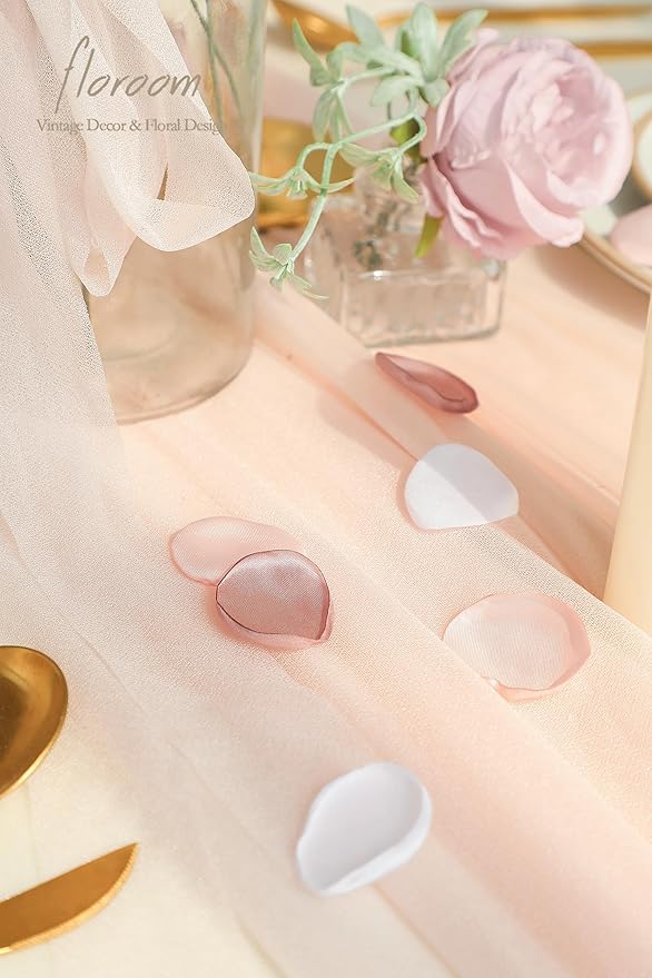 Confetti Satin Rose Petals, 500 Pcs in Dusty Rose, Blush and White
