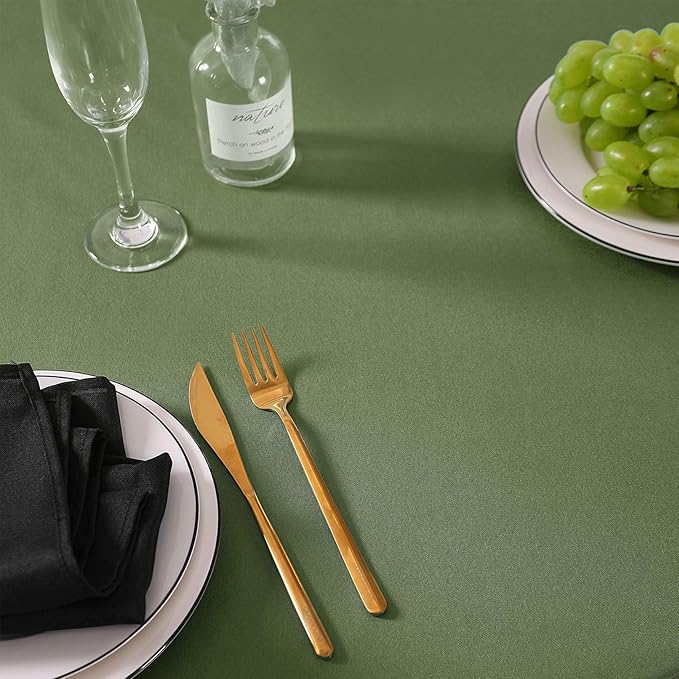 120 inch Round Tablecloth Washable Polyester Table Cloth Decorative Table Cover for Wedding Party Dining Banquet（120 inch,Willow）