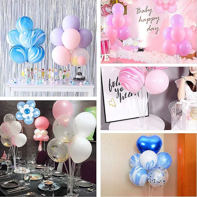 Centerpieces: Clear Plastic Balloon Stands, 10 Sets, 15 to 28 Inch