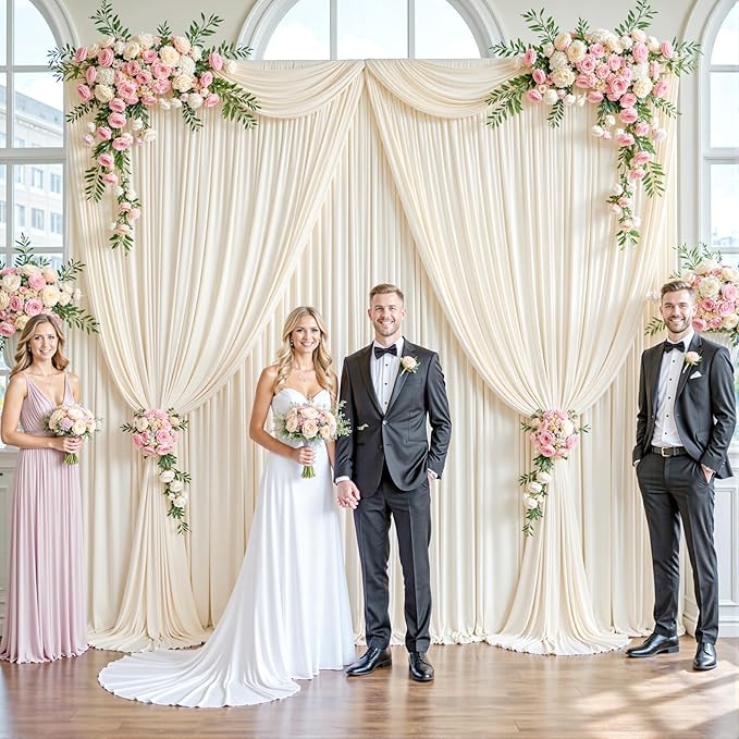 Champagne Backdrop Curtain Set, 8 Panels, Wrinkle-Free Fabric