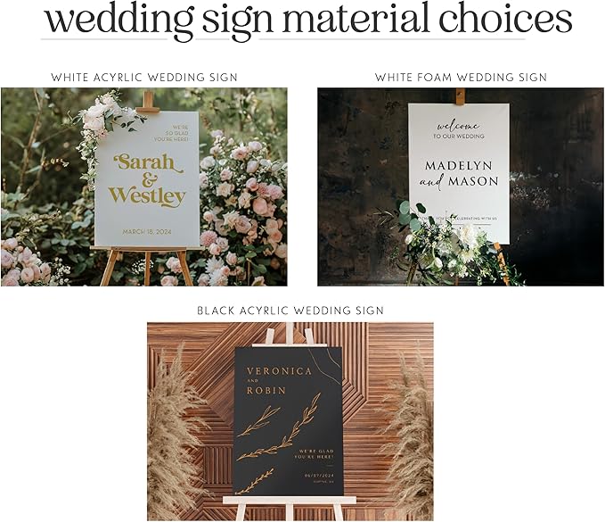 Personalized Wedding Welcome Sign, Customized White Foam Sign for Wedding, 3 Optional Sizes, 29 Design Colors - Wedding Plaque for Welcome Sign, Customizable Wedding Décor