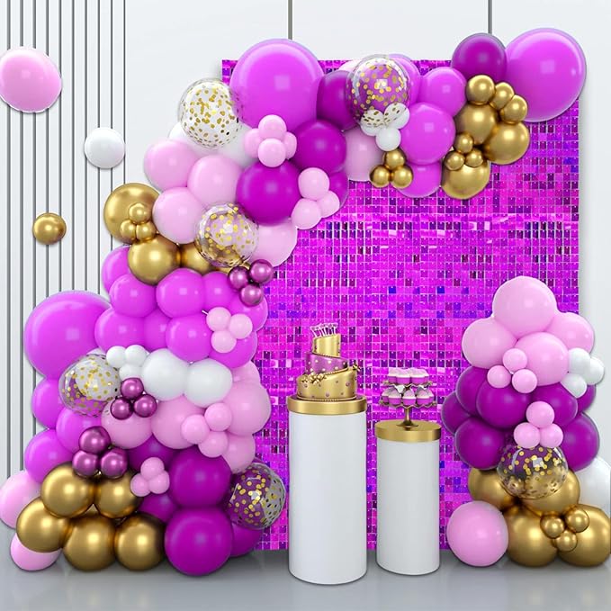 12PCS Purple Shimmer Wall Backdrop, Laser Square Sequin Photo Backdrops Panel, Glitter Wall Background for Birthdays, Weddings, Christmas, Engagements, Disco Bachelorette Party Decoration (3FTx4FT)