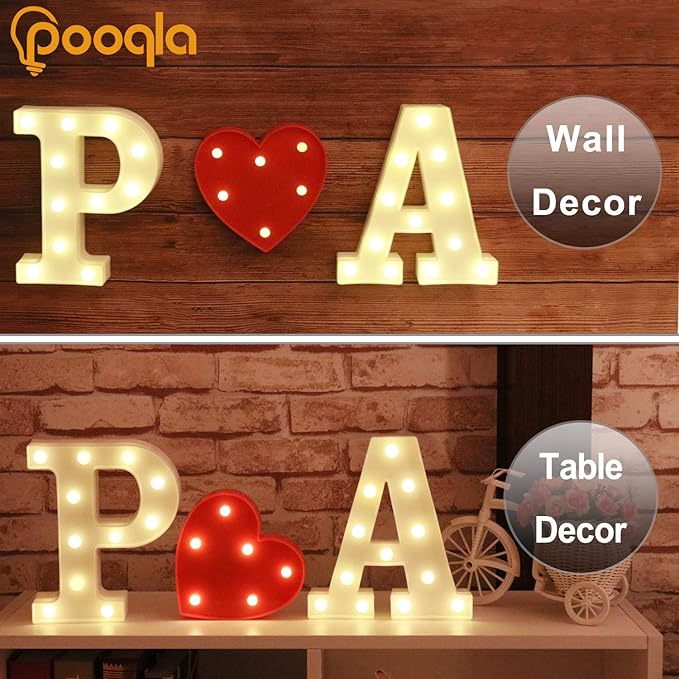 Pooqla LED Marquee Letter Lights Sign, Light Up Alphabet Letter for Home Party Wedding Decoration D
