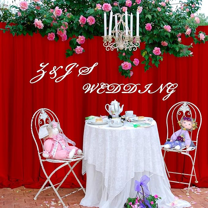 MEETSKY Red Backdrop Curtains for Party Valentine's Day Arch Stage Wedding Ceremony Red Curtains Fabric Photography Backdrop Drapes for BBirthday Party Baby Shower Christmas, 5ft x 8ft, 2 Panels