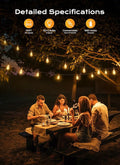 String Lights for Outdoor Patios, 100 Ft Warm White Shatterproof Bulbs