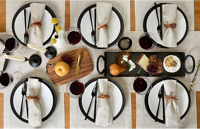 Solino Home Linen Light Natural Table Runner 132 Inches Long - 100% Pure Linen Extra Long Table Runner 14 x 132 Inch for Fall, Autumn, Thanksgiving - Classic Hemstitch
