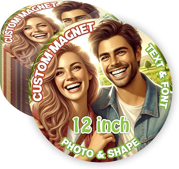KETABAO – 12" Circle Magnetic Photo Frames Magnet for Refrigerators, Storage Cabinets and Cars – Customized Gifts for Office and Home