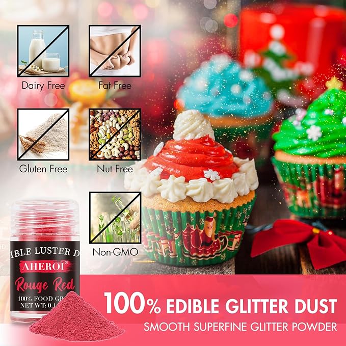 Dusting Powders: Edible Luster Dust Set, 24 Vivid Colors, 4g Bottles