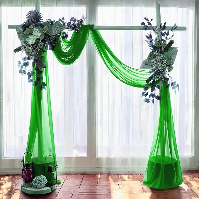 MDS Halloween Chiffon Draping Fabric - 1 Panel, 30" Wide x 75ft Long - Sheer Spooky Arbor & Canopy Drapery for Haunted House Backdrops, Party Ceilings, DIY Costumes & Themed Events - Green