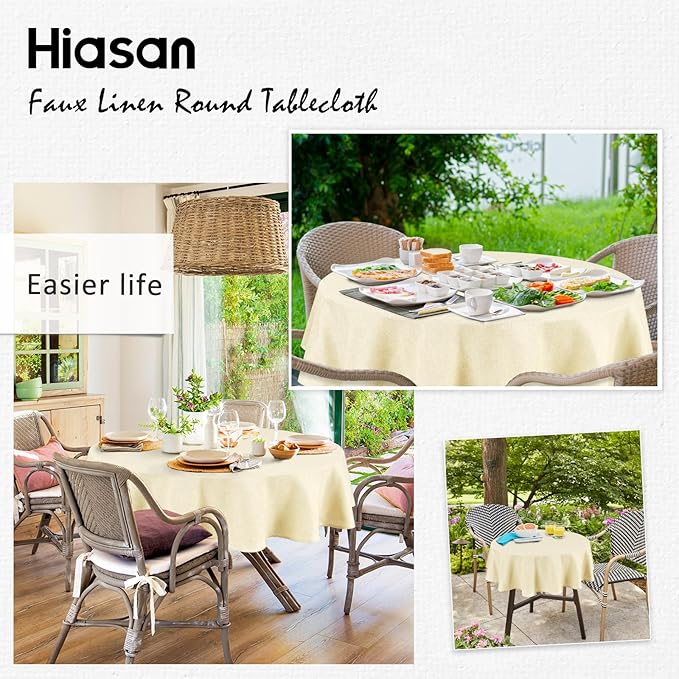 Round Polyester Tablecloth, 45 Inch, Champagne, Water Resistant
