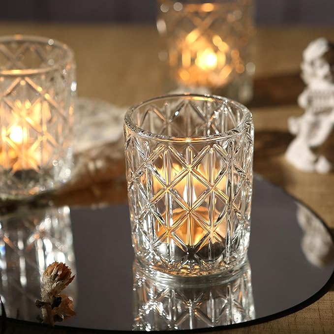 36 Pack Votive Candle Holders for Table Centerpieces, Clear Glass DIY Wax Filling Romance Tealight Candle Holders for Wedding Decor, Gift, Home Decoration（Clear,36）