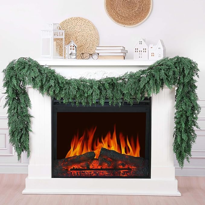Garland 9 Ft Green Lush Faux Cedar Plastic Holiday Decor